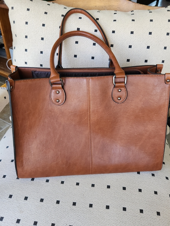 Lovevook Handbags - Vintage Style Leather Briefcase Laptop School Tote - Professional Carryall Purse